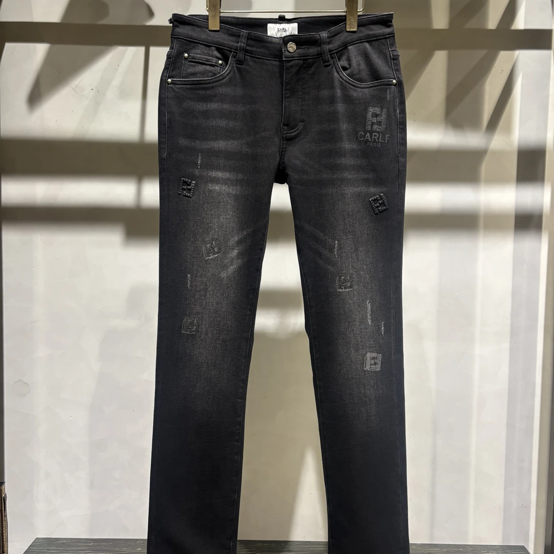 《太古名店》轻奢秋冬复古小脚修身百搭牛仔裤