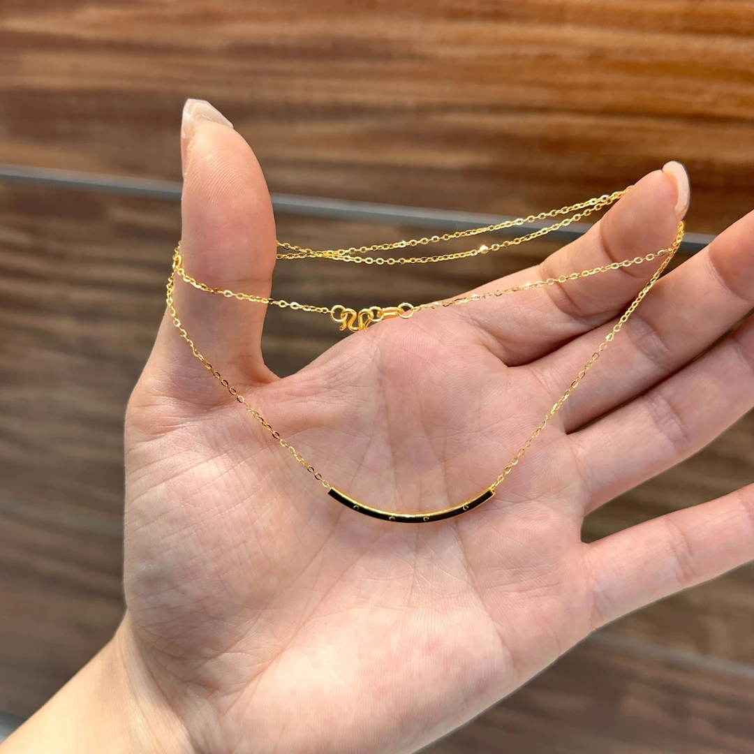 琳琳珠宝   足金999微笑锁骨链时尚设计套链