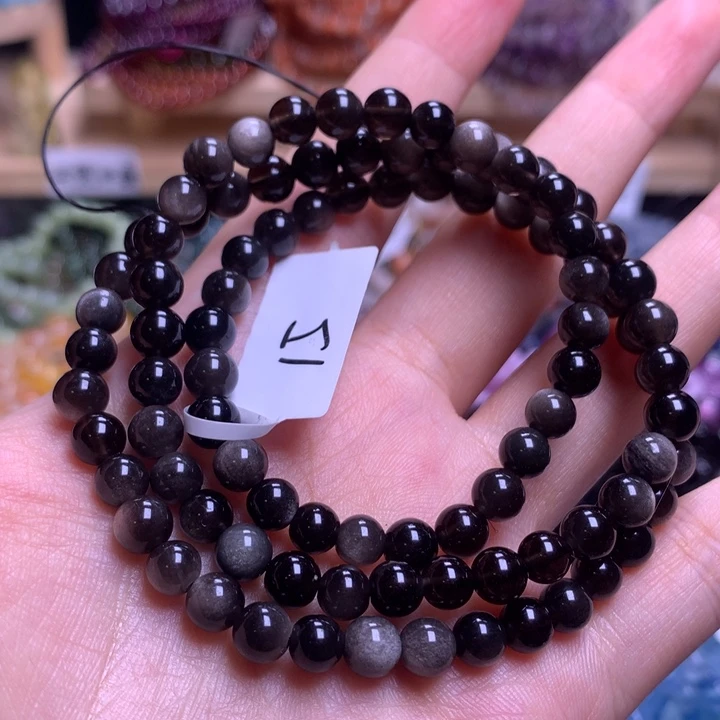 未镶嵌手串水晶6.1银曜石