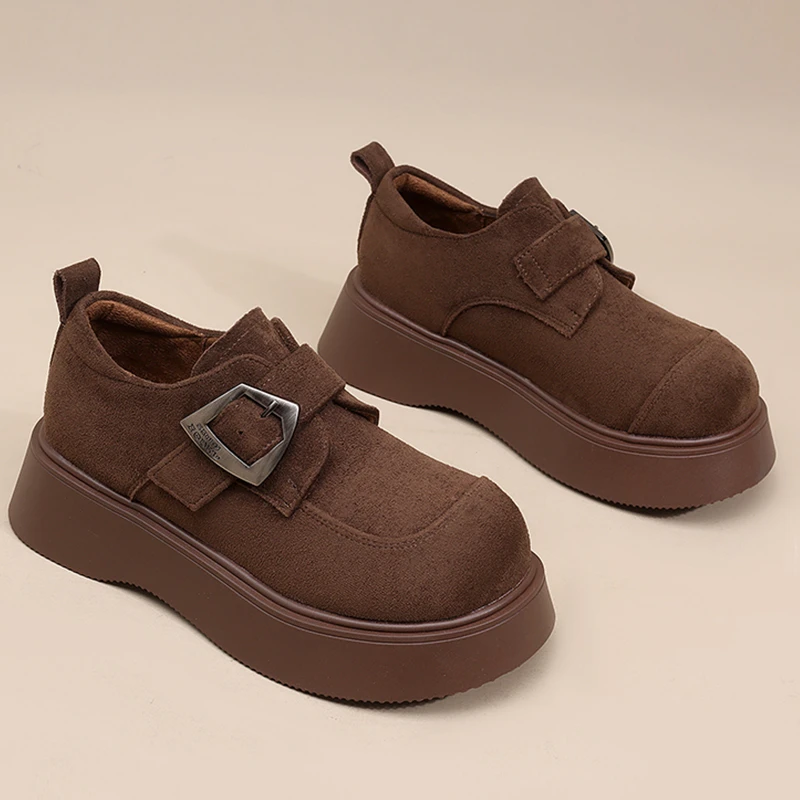 轻奢复古勃肯鞋女2025春秋新款松糕厚底乐福鞋软底百搭一脚蹬单鞋