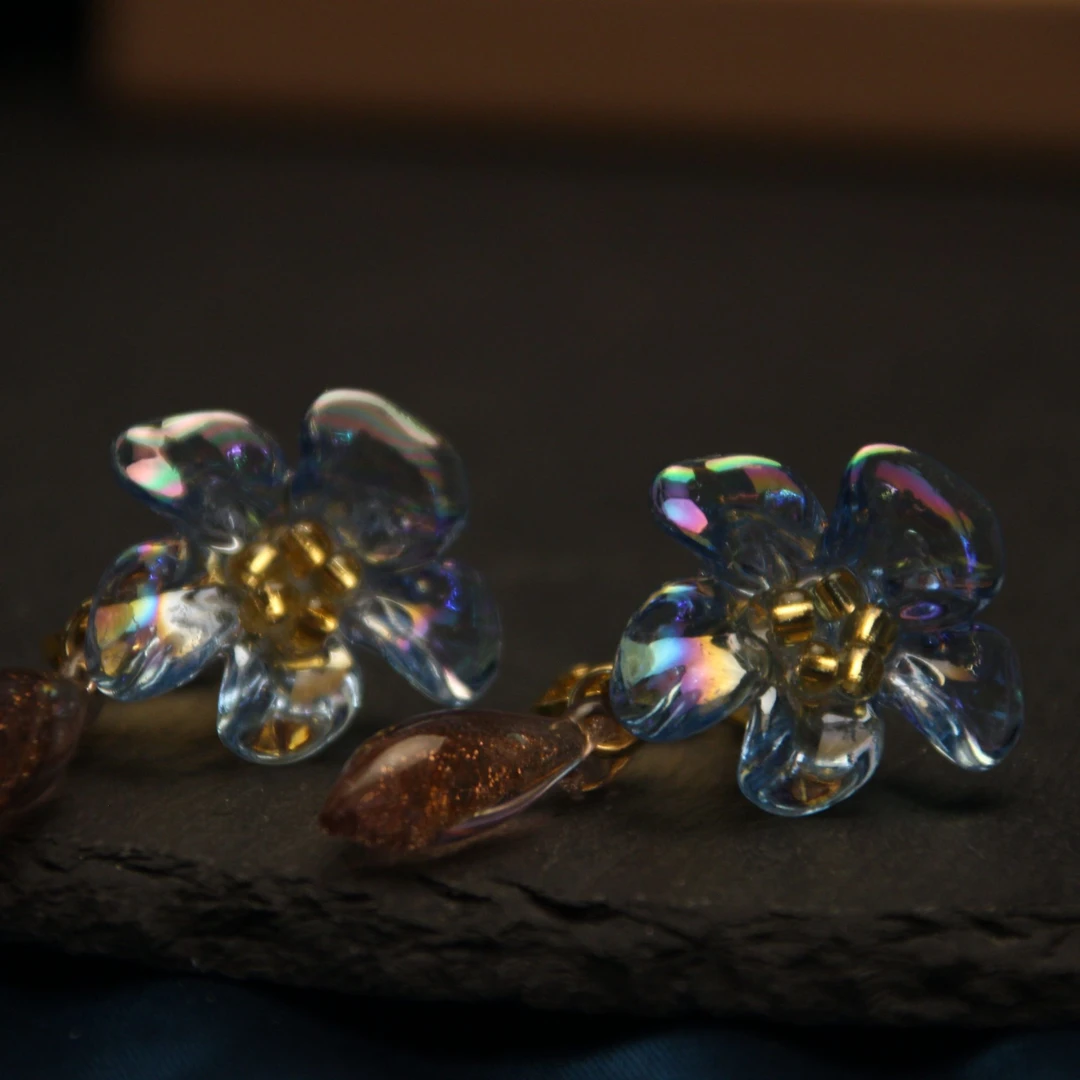 铜合金耳饰 267清新镶嵌自然甜美耳环拼色时尚