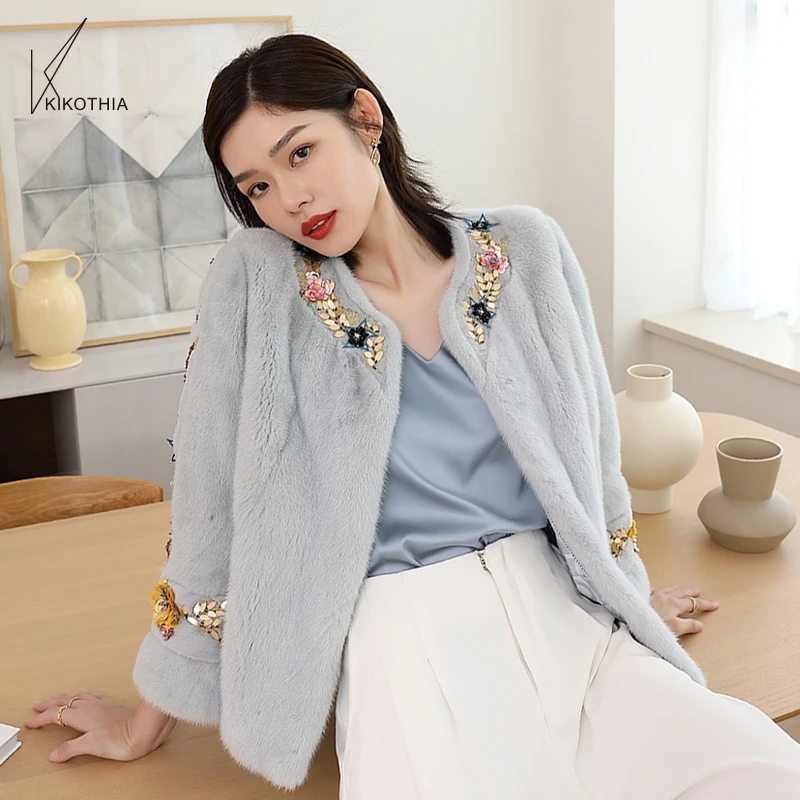 咔姐女装 【重工钉珠】纯手工镶珠片 精致进口短外套