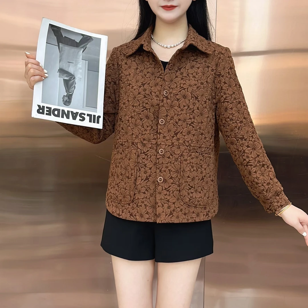 『甜歪歪』[提花面料单件外套]新品春秋季节女装上衣显瘦气质长袖