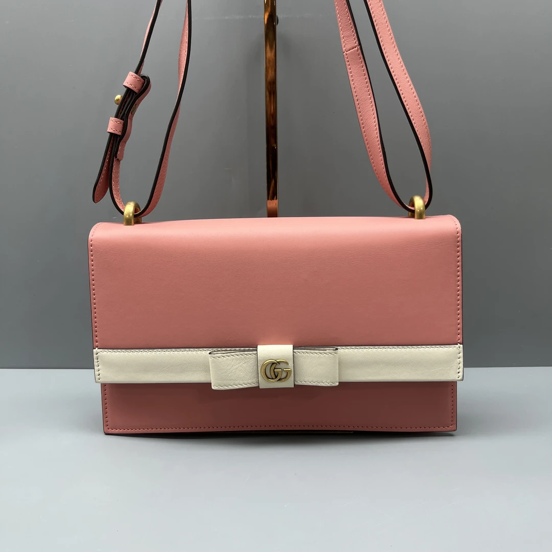 95新 GUCCI/古驰  拼色蝴蝶结单肩斜挎包 尺寸25*15 SV16960