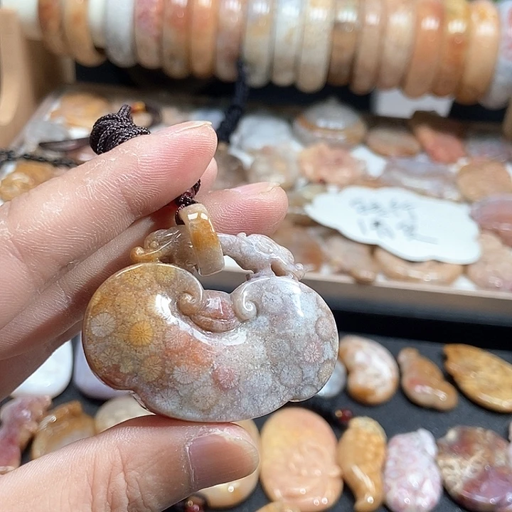 莫***言颈饰未镶嵌硅化珊瑚（珊瑚玉）