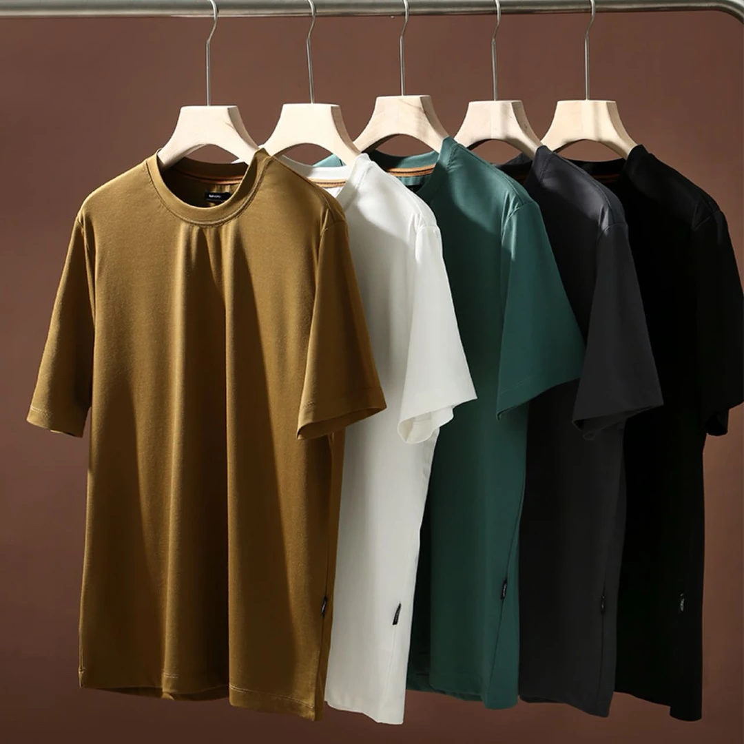 新款韩版气质简约纯色舒适休闲男士圆领短袖T恤T131