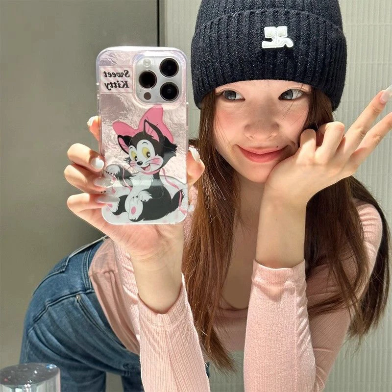 ins少女可爱羽纱蝴蝶结猫咪适用11苹果15ProMax手机壳iPhone13/16