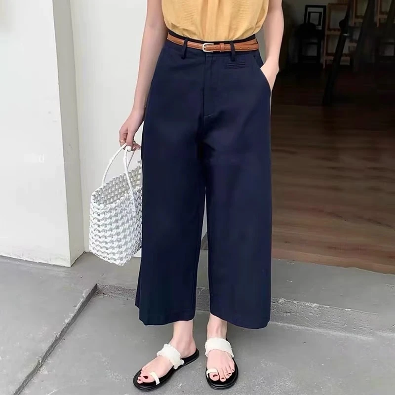 (XI ZI女装)2826夏季休闲时尚百搭高腰直筒九分休闲裤