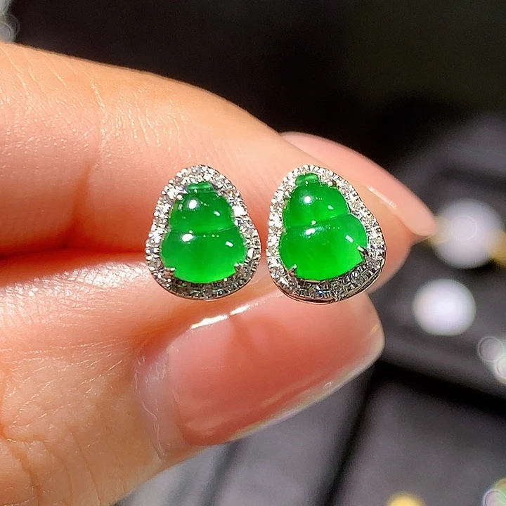 翡翠18K金镶嵌耳饰