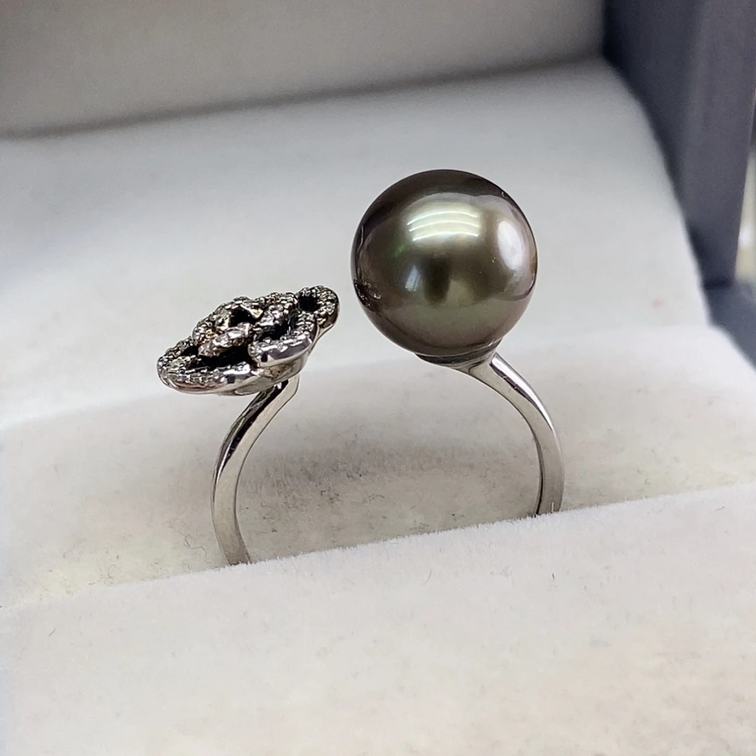 海水珍珠戒指银S925镶嵌