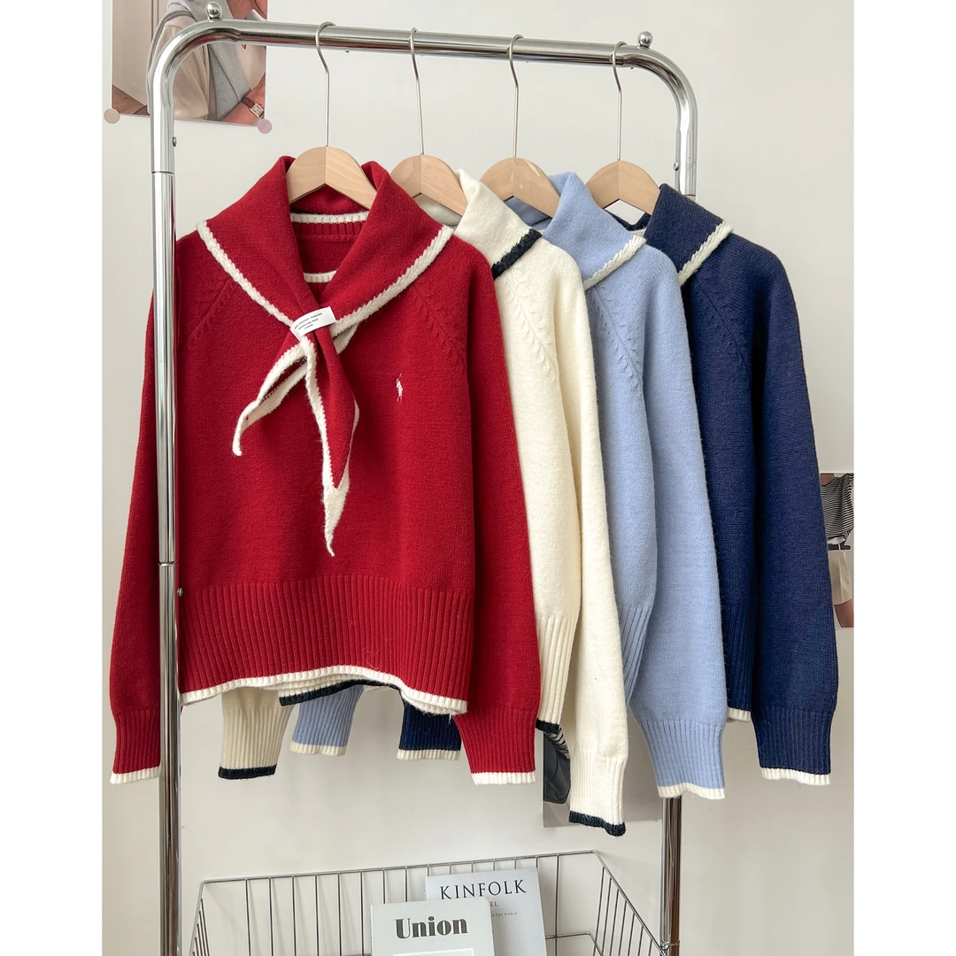 【JJ AREA】娇娇“半岛铁盒”设计感拼色毛衣青春减龄洋气加厚针织衫