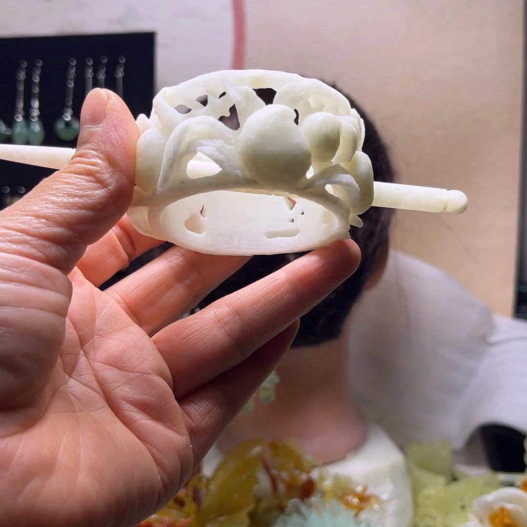 【闪购商品】合金蛇纹石玉发饰青*