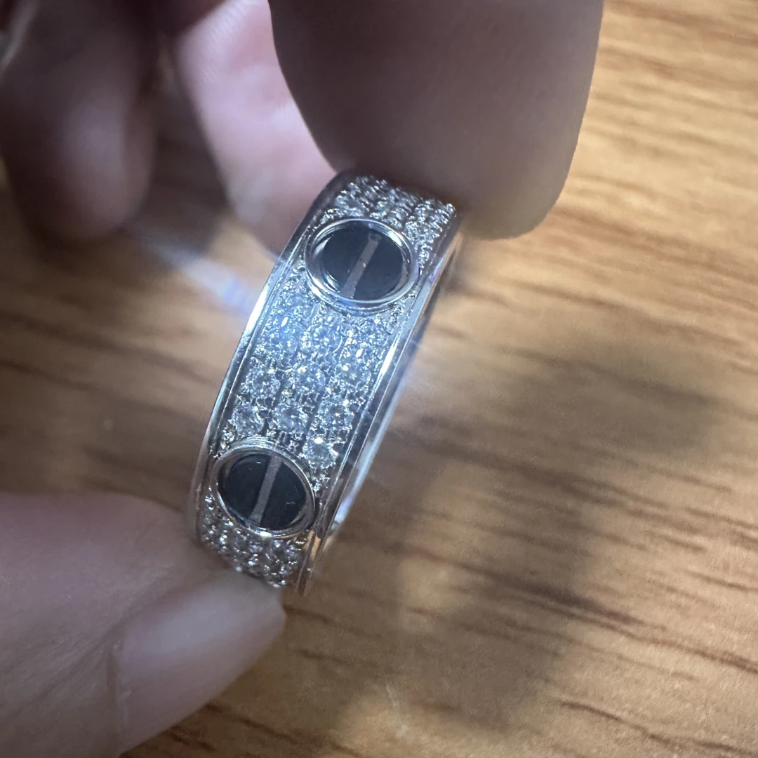 铜合金合成锆石戒指 高版本黑钉戒指饰品男士银色欧美情侣通用