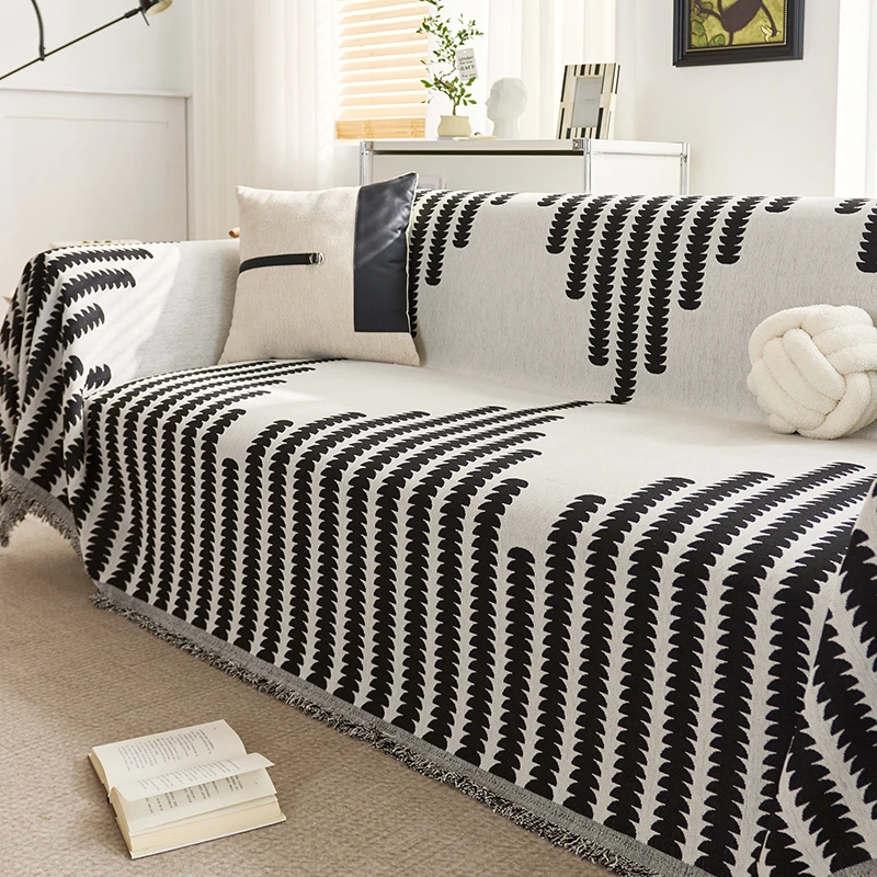 【千鸟-雪尼尔】新款加厚防猫抓万能通用型沙发巾一片式全盖雪尼尔