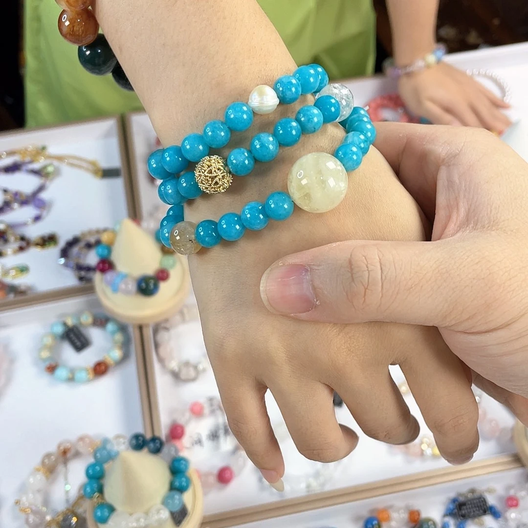 水晶手链银S925镀金镶嵌