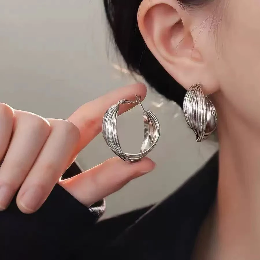铜合金耳饰 高级感轻奢金属冷淡风圆圈圈耳环女简约气质A59