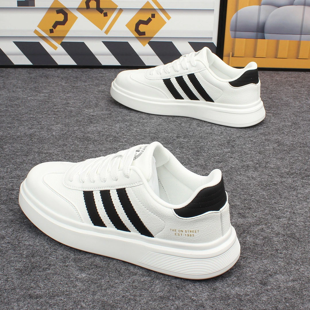 2025新款百搭透气厚底增高板鞋男轻便软底小白鞋时尚运动休闲潮鞋