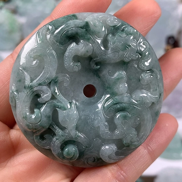 颈饰未镶嵌翡翠龙凤呈祥扣两面工艺福利卡厚13+