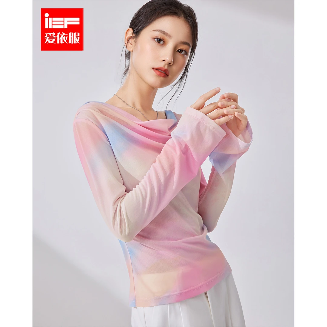IEF/爱依服2025夏季新款美式纯欲辣妹气质设计感通勤百搭网纱上衣