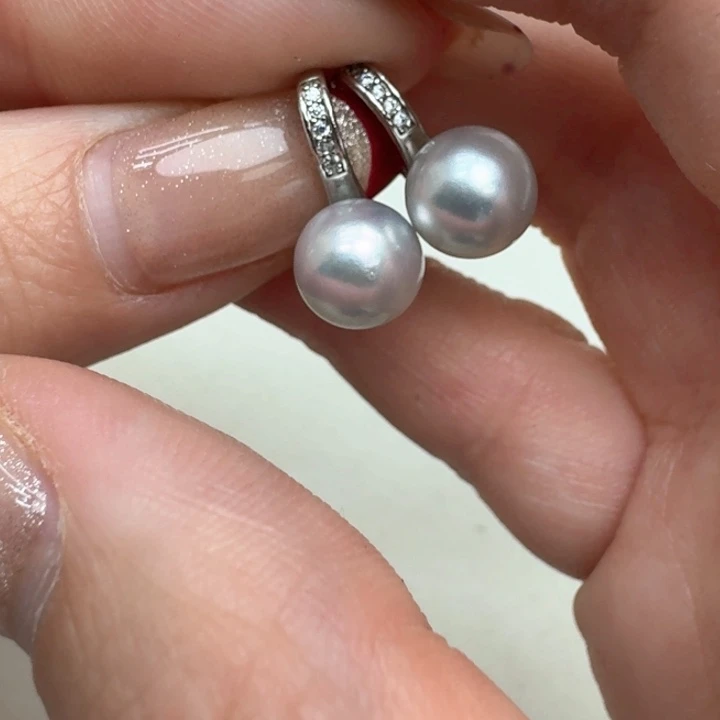 海水珍珠耳饰银S925镶嵌