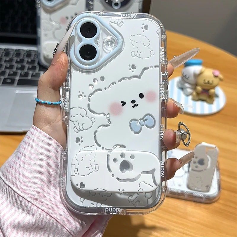 蝴蝶结小狗适用iphone16手机壳支架苹果华为vivo小米OPPO荣耀套