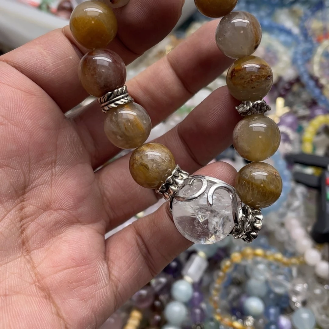 银S925镶嵌手链烟晶