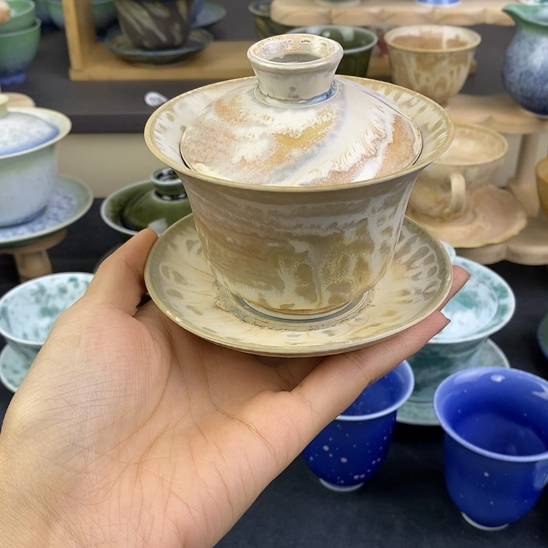 菜***บ景德镇高温陶瓷盖碗