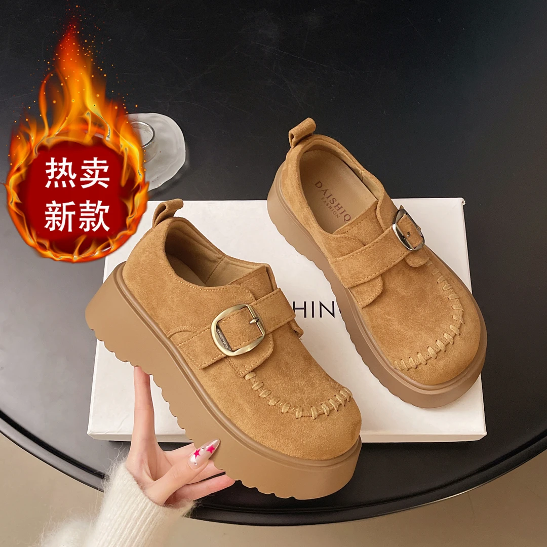 爆款勃肯鞋女单鞋低帮2025新款秋季百搭厚底增高厚底豆豆鞋乐福鞋