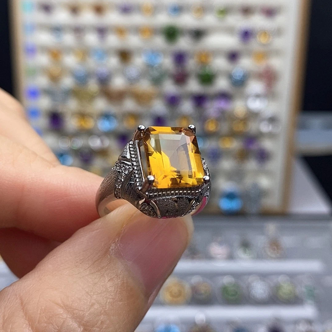 银S925镶嵌戒指黄晶一物一证