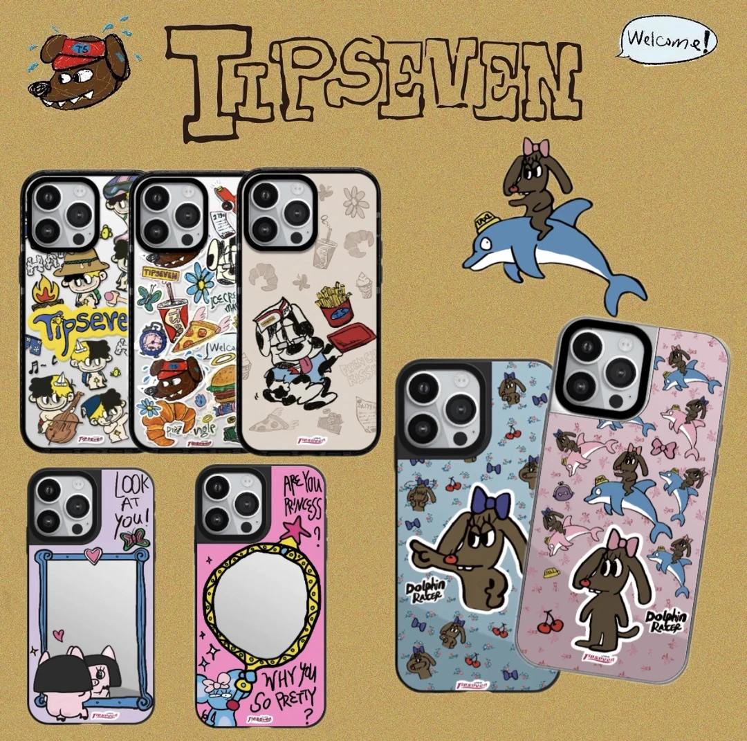 TIPSEVEN韩火火联名CASETI适用于苹果16pM镜面15苹果14pro手机壳
