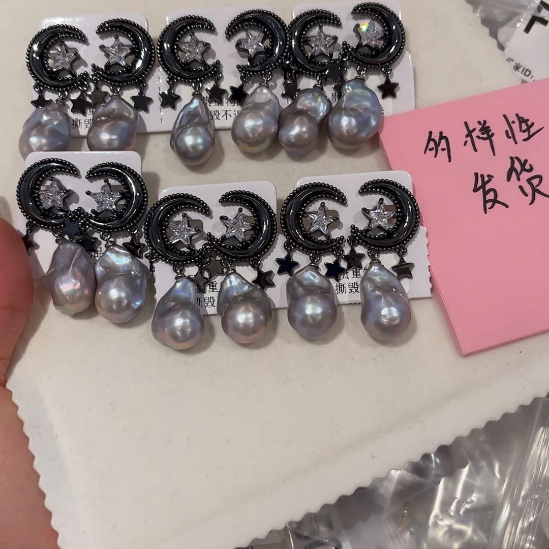 合金淡水珍珠耳饰