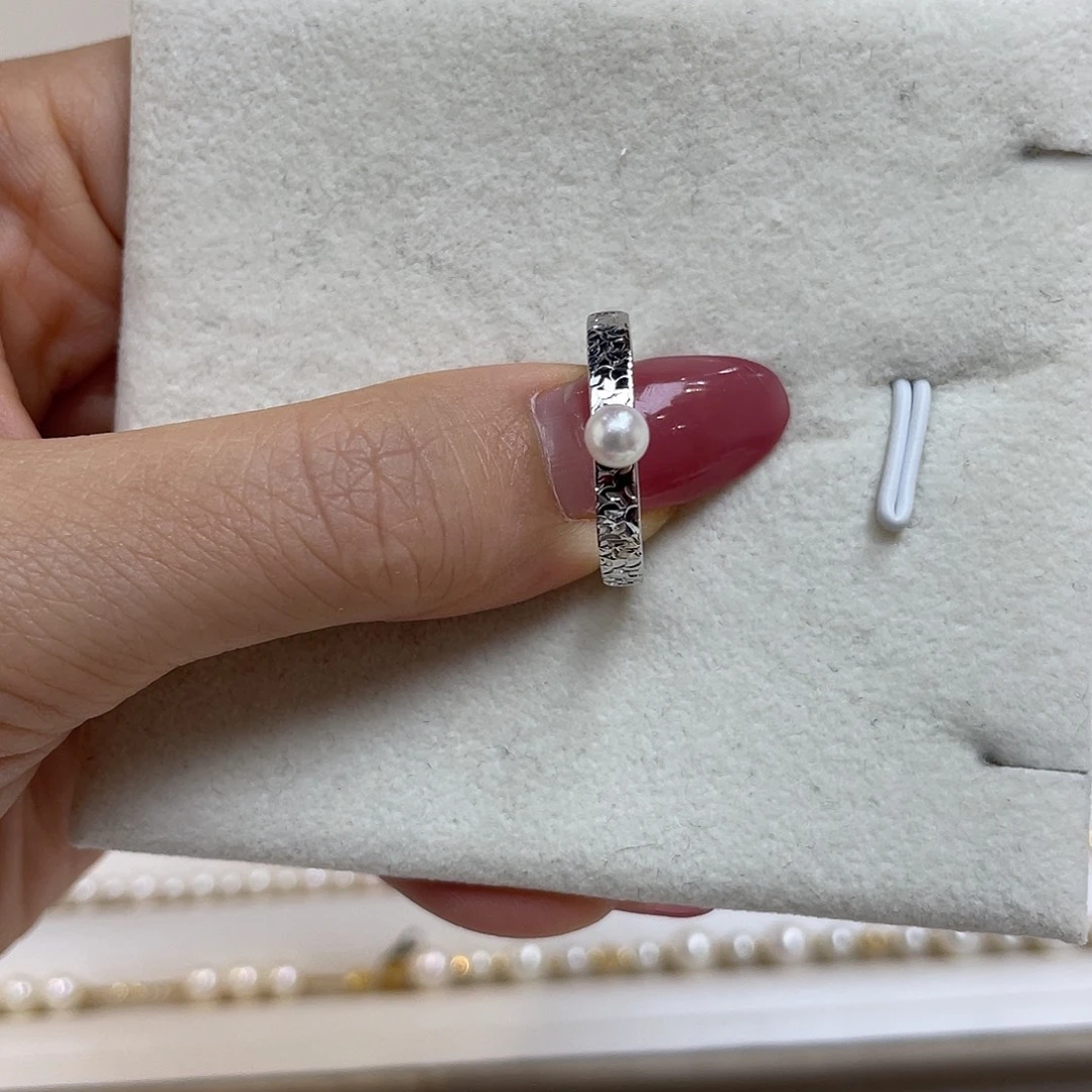 海水珍珠戒圈银S925镶嵌