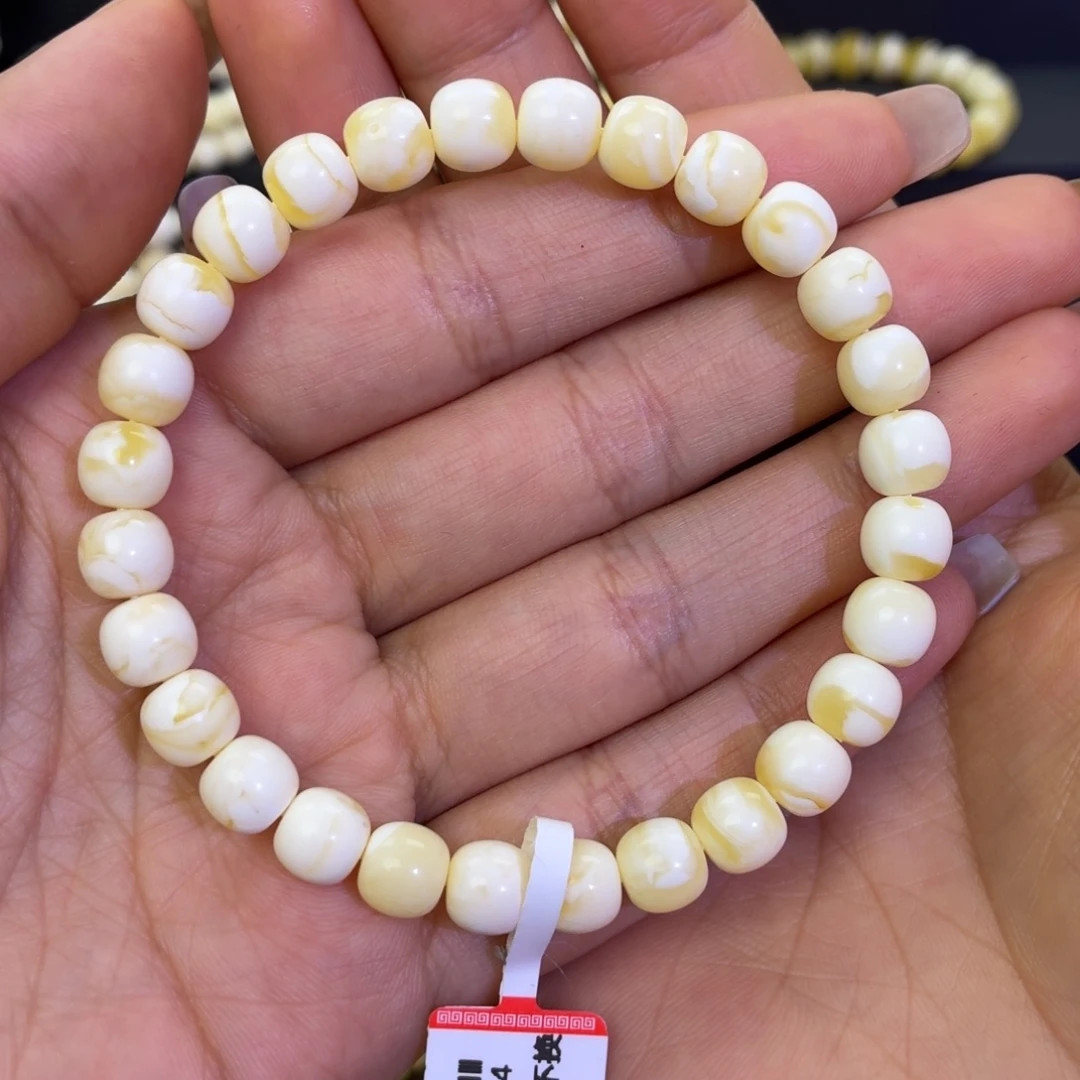 手链蜜蜡未镶嵌金瓷白7.5