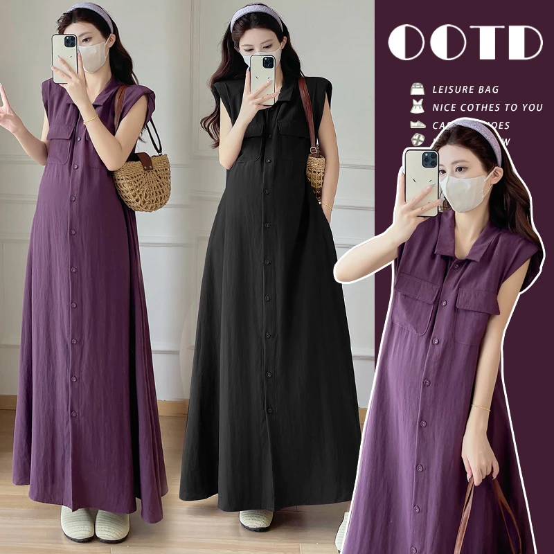 时尚运费夏季新款气质减龄高级感无袖连衣裙宽松显示中长款