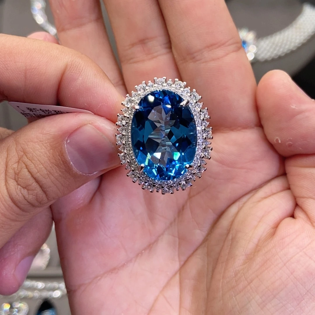 托帕石戒指银S925镶嵌ぞ****常