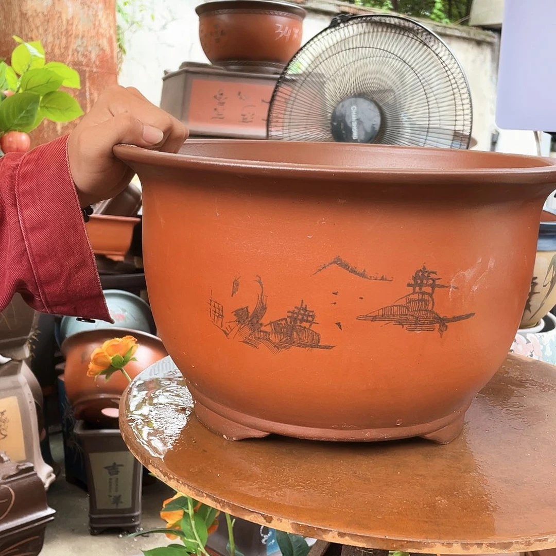宜兴紫砂花盆36紫气东来