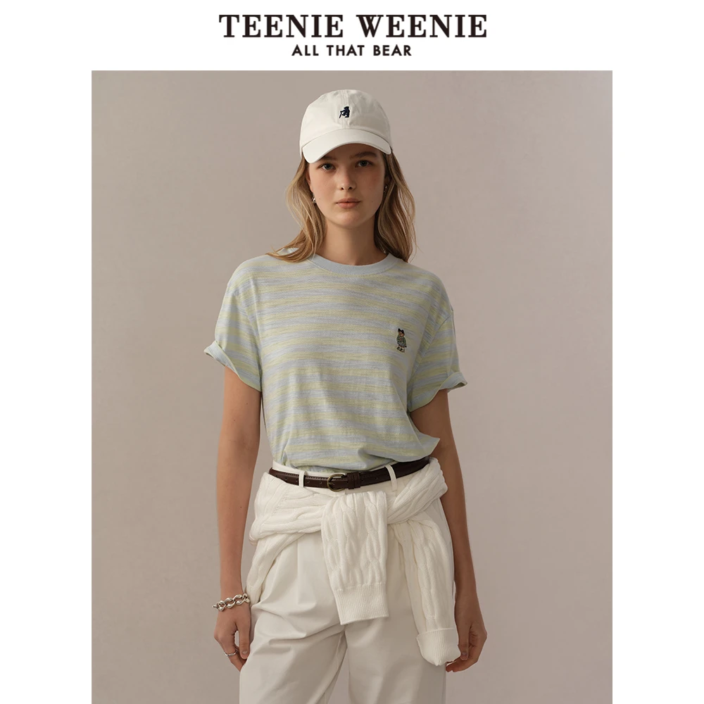 *TeenieWeenie小熊女T恤25活力学院时髦条纹圆领短袖TTRS256507N