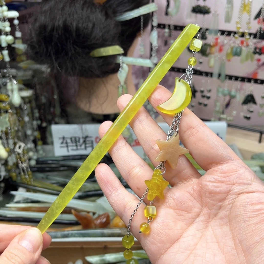 岫玉未镶嵌发饰长度19厘米左右的