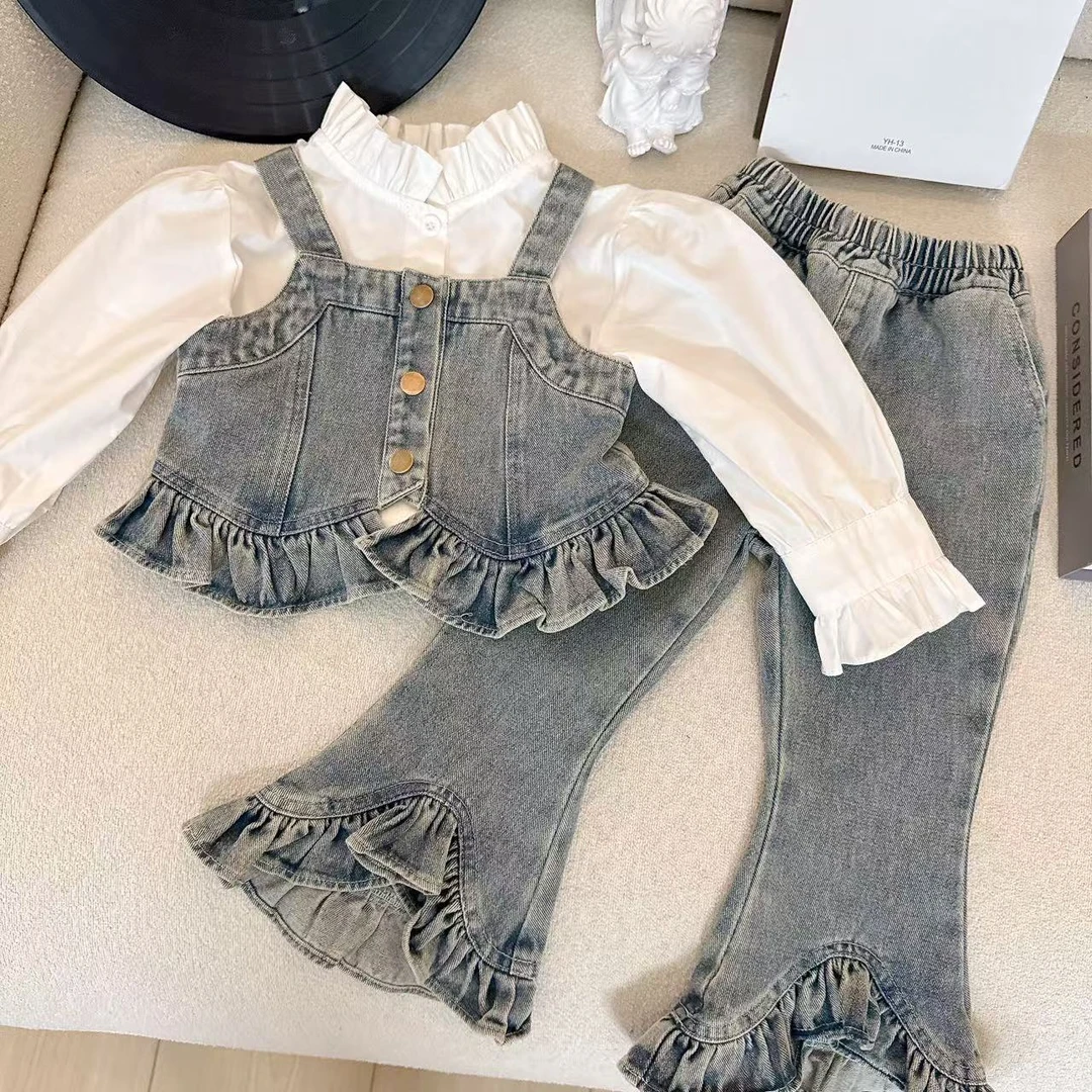 女童春秋套装2025新款儿童装时髦洋气秋装女宝宝牛仔套装