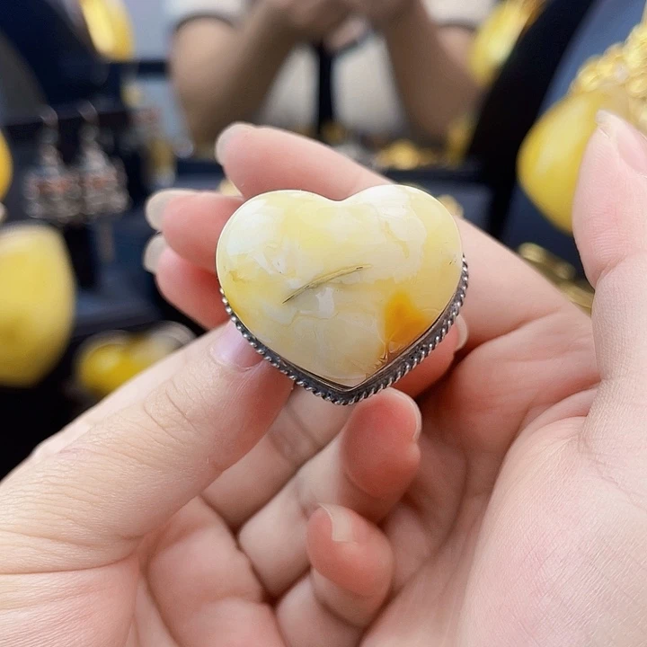 裸石琥珀银S925镶嵌