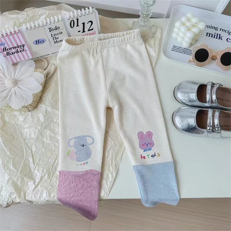 春上新女童拼接打底裤儿童春款休闲卡通印花打底裤819