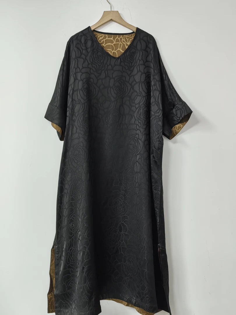 tao6150桑蚕丝香云纱双面双穿提花新款高端夏季连衣裙大袍子女