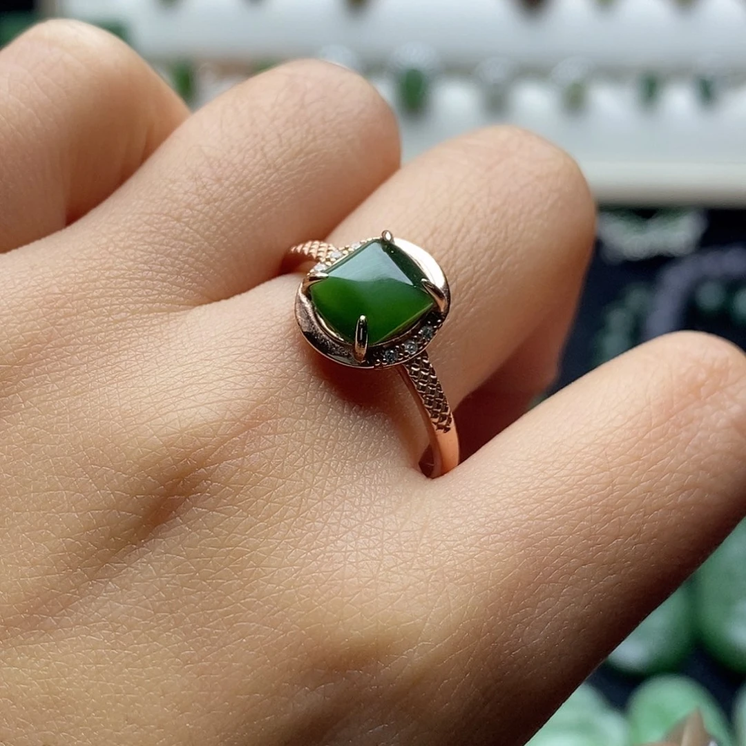 和田玉银S925镶嵌戒指