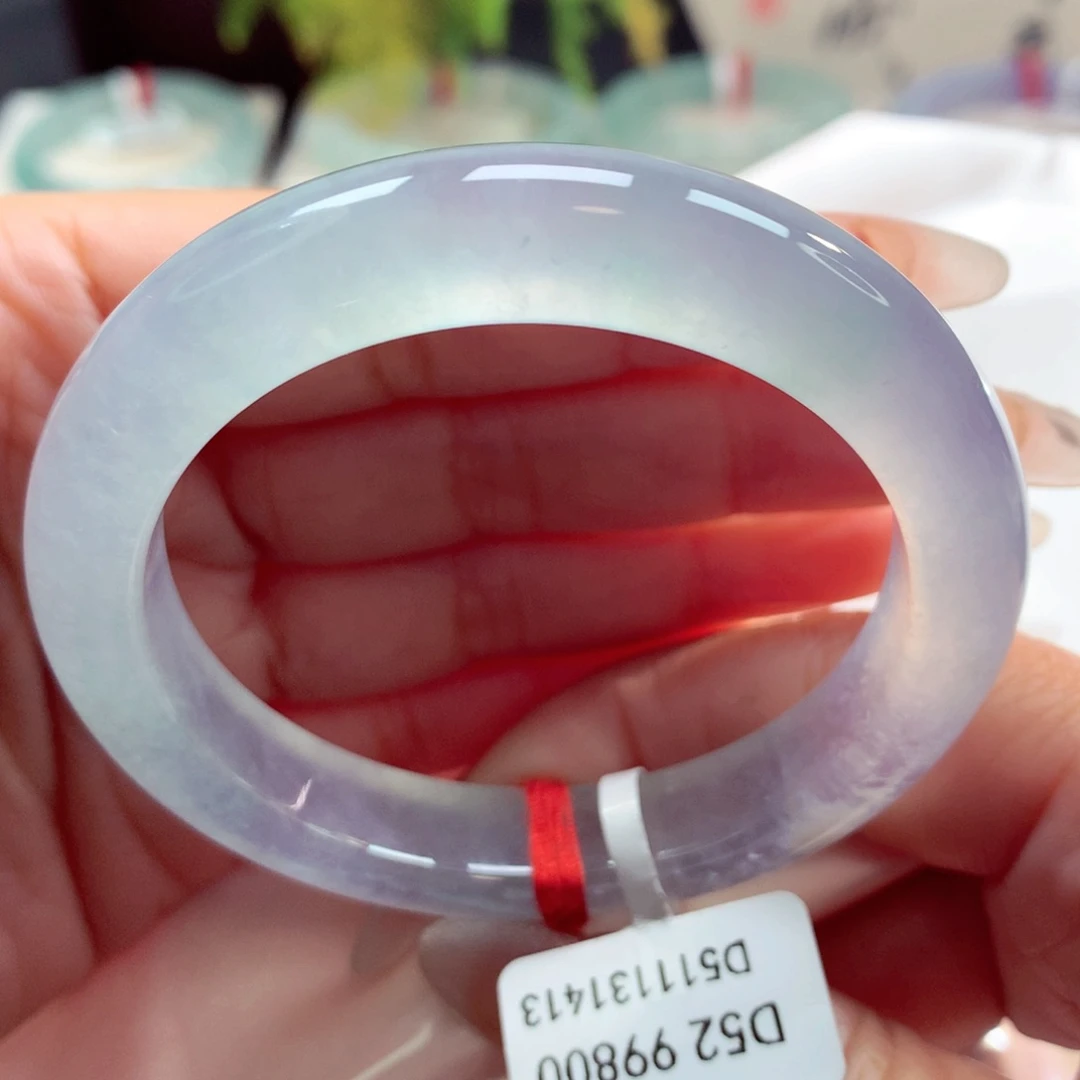 未镶嵌手镯翡翠高冰白雪花棉52正圈（45号）