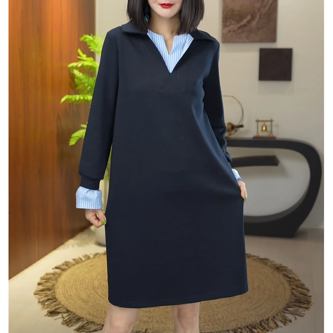 时尚洋气高级感精致连衣裙2025秋季新款微胖女装气质显瘦裙子
