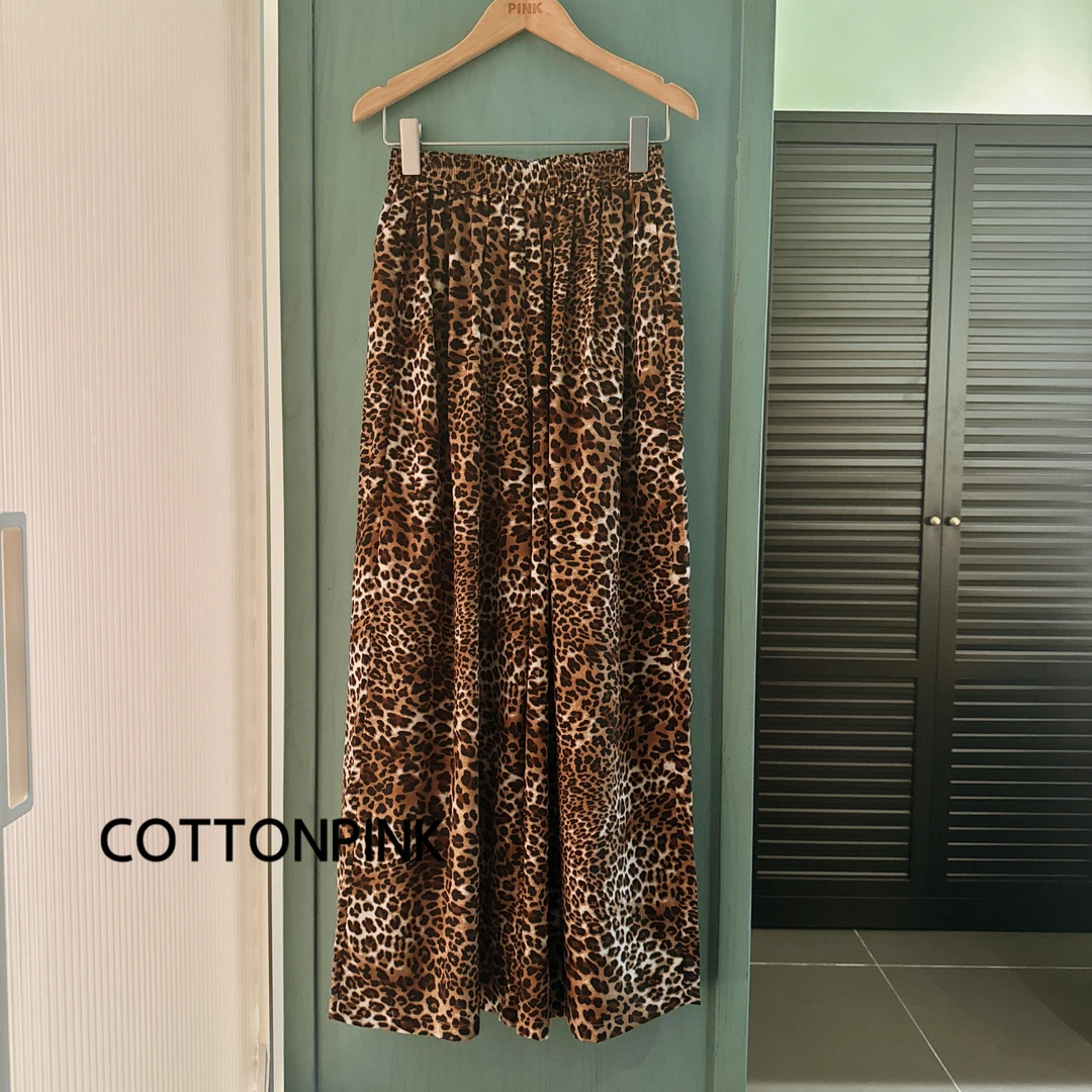 COTTONPINK女装豹纹长裤时尚潮流夏季薄款显瘦裤子女