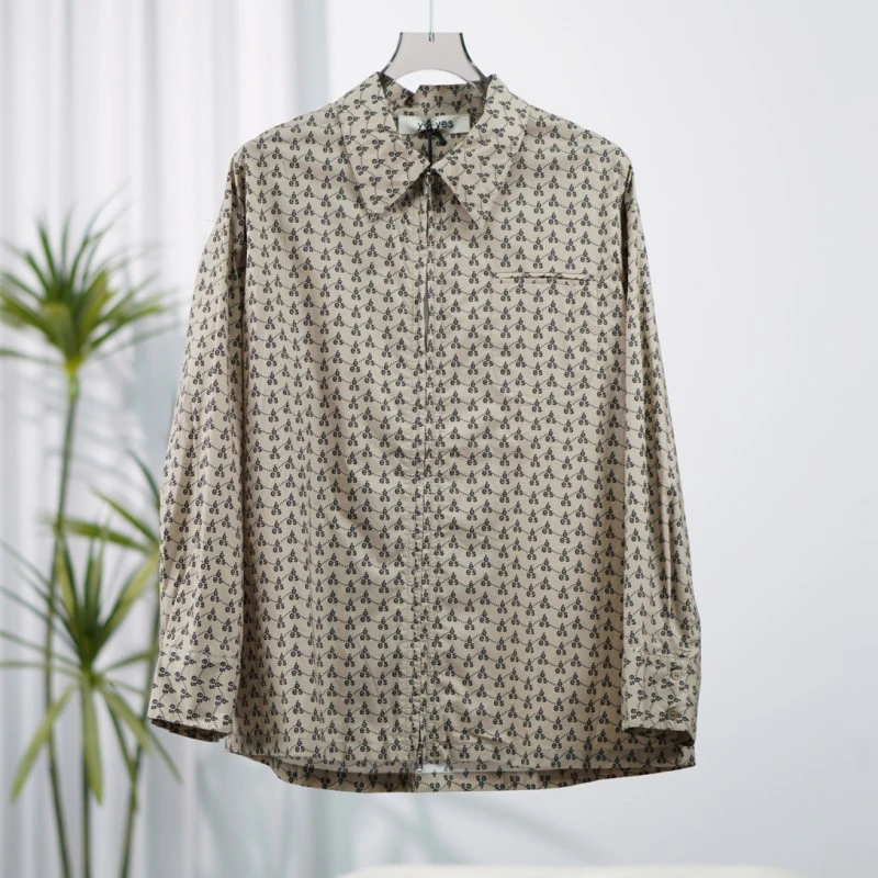 尚系列  S705-1   女装时尚设计师长袖满印衬衫卡其色FW03Y30