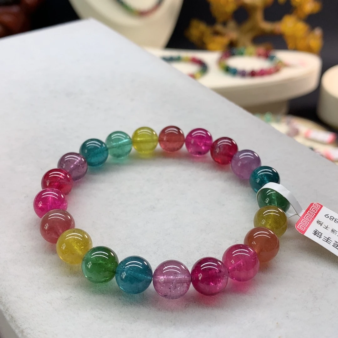 【闪购商品】未镶嵌手链碧玺彩虹色标单圈9.2