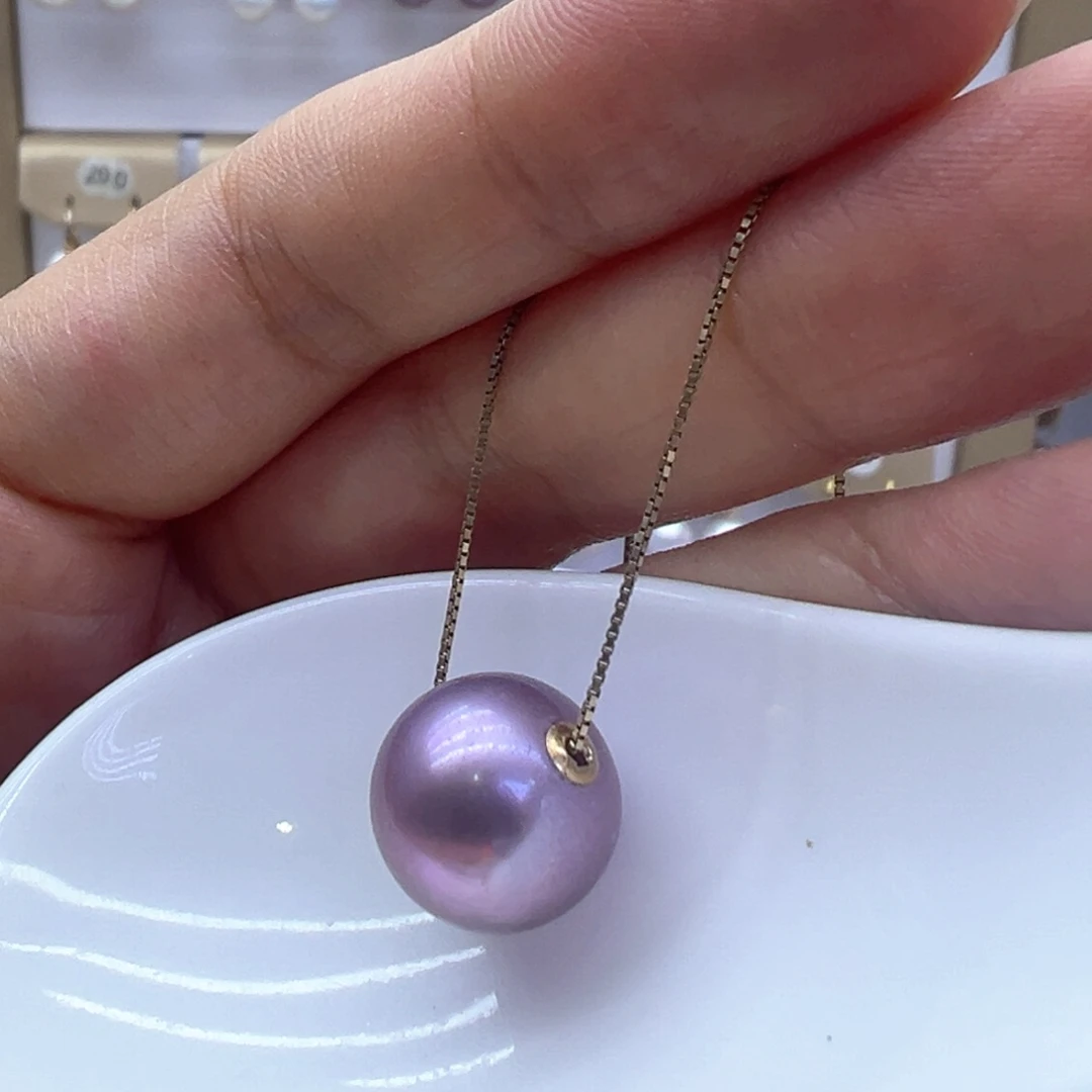 淡水珍珠18K金镶嵌吊坠(不含链)