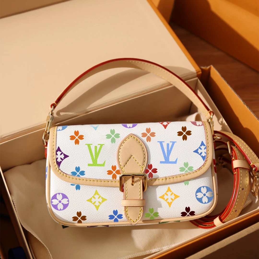 香港女包2025新款奢侈品真皮老花单肩斜跨包腋下包宽织带法棍包包